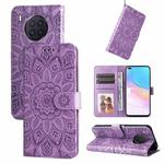 For Honor 50 Lite / Honor X20 Embossed Sunflower Leather Phone Case(Purple)