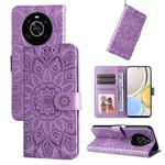 For Honor X30 / X9 5G / 4G Embossed Sunflower Leather Phone Case(Purple)