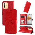 For vivo S12 / V23 5G Embossed Sunflower Leather Phone Case(Red)