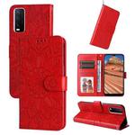 For vivo Y20 Embossed Sunflower Leather Phone Case(Red)