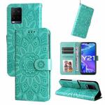 For vivo Y21 2021 / Y21s / Y33s  Embossed Sunflower Leather Phone Case(Green)