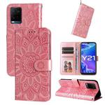 For vivo Y21 2021 / Y21s / Y33s  Embossed Sunflower Leather Phone Case(Rose Gold)