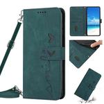 For iPhone XR Skin Feel Heart Pattern Leather Phone Case With Lanyard(Green)