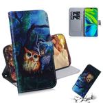 For Xiaomi Note 10 3D Colored Drawing Horizontal Flip Leather Case with Holder & Card Slot & Wallet(Owl)