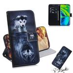 For Xiaomi Note 10 3D Colored Drawing Horizontal Flip Leather Case with Holder & Card Slot & Wallet(Wolf and Dog)