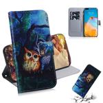 For Huawei P40 Pro 3D Colored Drawing Horizontal Flip Leather Case with Holder & Card Slot & Wallet(Owl)
