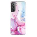 For Samsung Galaxy S21 5G IMD Marble Pattern TPU Phone Case(Pink Blue)