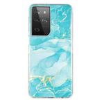 For Samsung Galaxy S21 Ultra 5G IMD Marble Pattern TPU Phone Case(Green)