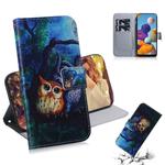 For Galaxy A21 3D Colored Drawing Horizontal Flip Leather Case with Holder & Card Slot & Wallet(Owl)