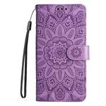 For OPPO A7 / A5s Embossed Sunflower Leather Phone Case(Purple)