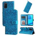 For OPPO A52 / A72 / A92 Embossed Sunflower Leather Phone Case(Blue)