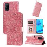 For OPPO A52 / A72 / A92 Embossed Sunflower Leather Phone Case(Rose Gold)