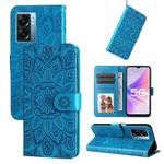 For OPPO A57 5G / Realme V23 Embossed Sunflower Leather Phone Case(Blue)