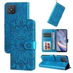 For OPPO A92s / Reno4 Z / A53 5G Embossed Sunflower Leather Phone Case(Blue)