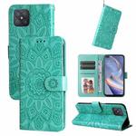For OPPO A92s / Reno4 Z / A53 5G Embossed Sunflower Leather Phone Case(Green)