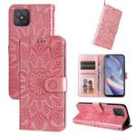 For OPPO A92s / Reno4 Z / A53 5G Embossed Sunflower Leather Phone Case(Rose Gold)