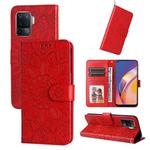 For OPPO A94 4G / F19 Pro / Reno5 F Embossed Sunflower Leather Phone Case(Red)