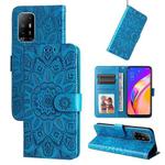 For OPPO A94 5G / A95 5G / F19 Pro+ Embossed Sunflower Leather Phone Case(Blue)