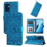 For OPPO Find X5 Lite / Reno7 5G Global Embossed Sunflower Leather Phone Case(Blue)