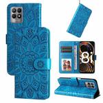 For OPPO Realme 8i / Narzo 50 4G Embossed Sunflower Leather Phone Case(Blue)