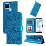 For OPPO Realme C21 / C21Y Embossed Sunflower Leather Phone Case(Blue)