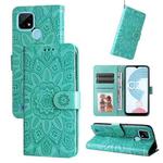 For OPPO Realme C21 / C21Y Embossed Sunflower Leather Phone Case(Green)