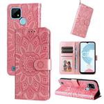 For OPPO Realme C21 / C21Y Embossed Sunflower Leather Phone Case(Rose Gold)