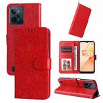 For OPPO Realme C31 Embossed Sunflower Leather Phone Case(Red)