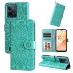For OPPO Realme C31 Embossed Sunflower Leather Phone Case(Green)
