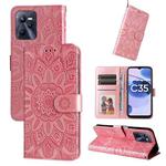 For OPPO Realme C35 4G / Narzo 50A Prime Embossed Sunflower Leather Phone Case(Rose Gold)