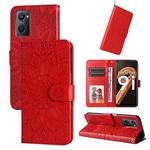 For OPPO Realme 9i / A36 4G / A76 4G Embossed Sunflower Leather Phone Case(Red)