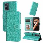 For OPPO Realme 9i / A36 4G / A76 4G Embossed Sunflower Leather Phone Case(Green)