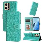 For OPPO Reno7 4G / F21 Pro Embossed Sunflower Leather Phone Case(Green)