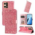 For OPPO Reno7 4G / F21 Pro Embossed Sunflower Leather Phone Case(Rose Gold)