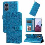 For OPPO Reno7 Z / OnePlus Nord N20 5G Embossed Sunflower Leather Phone Case(Blue)