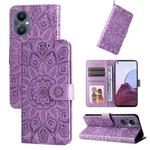 For OPPO Reno7 Z / OnePlus Nord N20 5G Embossed Sunflower Leather Phone Case(Purple)