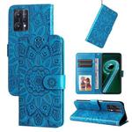 For OPPO Realme 9 Pro+ Embossed Sunflower Leather Phone Case(Blue)