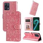 For OPPO Realme 9 Pro+ Embossed Sunflower Leather Phone Case(Rose Gold)