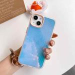 For iPhone 14 Laser Crocodile Pattern Phone Case (Milk Tea Color)