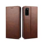 For Samsung Galaxy S20 Calf Texture Horizontal Flip Leather Phone Case(Brown)