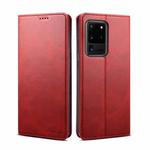 For Samsung Galaxy S20 Ultra Calf Texture Horizontal Flip Leather Phone Case(Red)