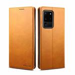 For Samsung Galaxy S20 Ultra Calf Texture Horizontal Flip Leather Phone Case(Khaki)