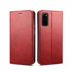 For Samsung Galaxy S20+ Calf Texture Horizontal Flip Leather Phone Case(Red)