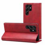 For Samsung Galaxy S22 Ultra Calf Texture Horizontal Flip Leather Phone Case(Red)