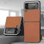 For Samsung Galaxy Z Flip4 5G Cross Pattern Slim PC Protective Phone Case(Brown)