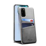 For Samsung Galaxy S20 Calf Texture Back Protective Phone Case with Card Slots(Grey)