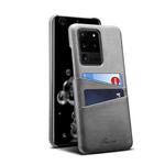 For Samsung Galaxy S20 Ultra Calf Texture Back Protective Phone Case with Card Slots(Grey)