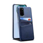 For Samsung Galaxy S20+ Calf Texture Back Protective Phone Case with Card Slots(Blue)