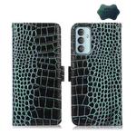 For Samsung Galaxy M13 4G Global Crocodile Top Layer Cowhide Leather Phone Case(Green)