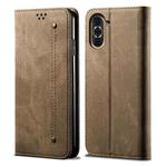 For Huawei Nova 10 4G Denim Texture Casual Style Horizontal Flip Leather Case(Khaki)